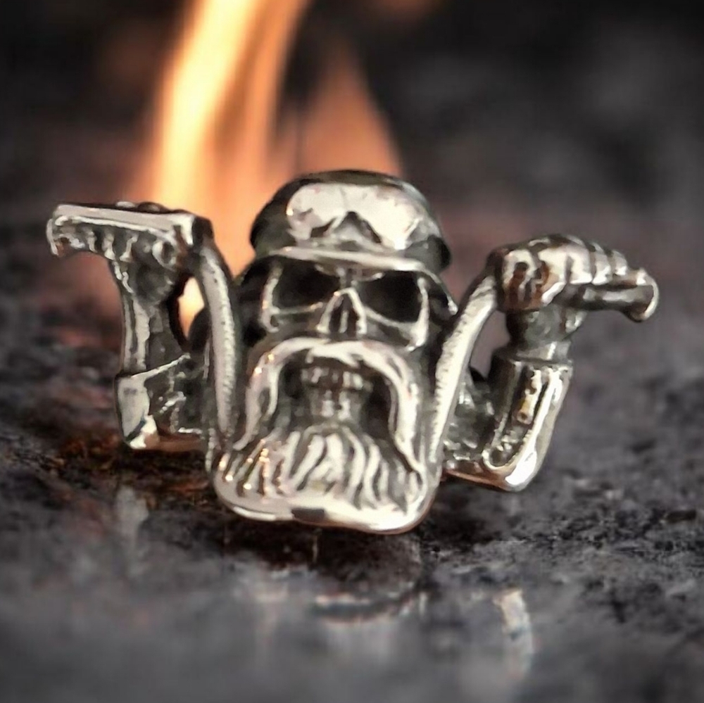 MEN'S SKULL BIKER RING STAINLESS STEEL SIZE 9